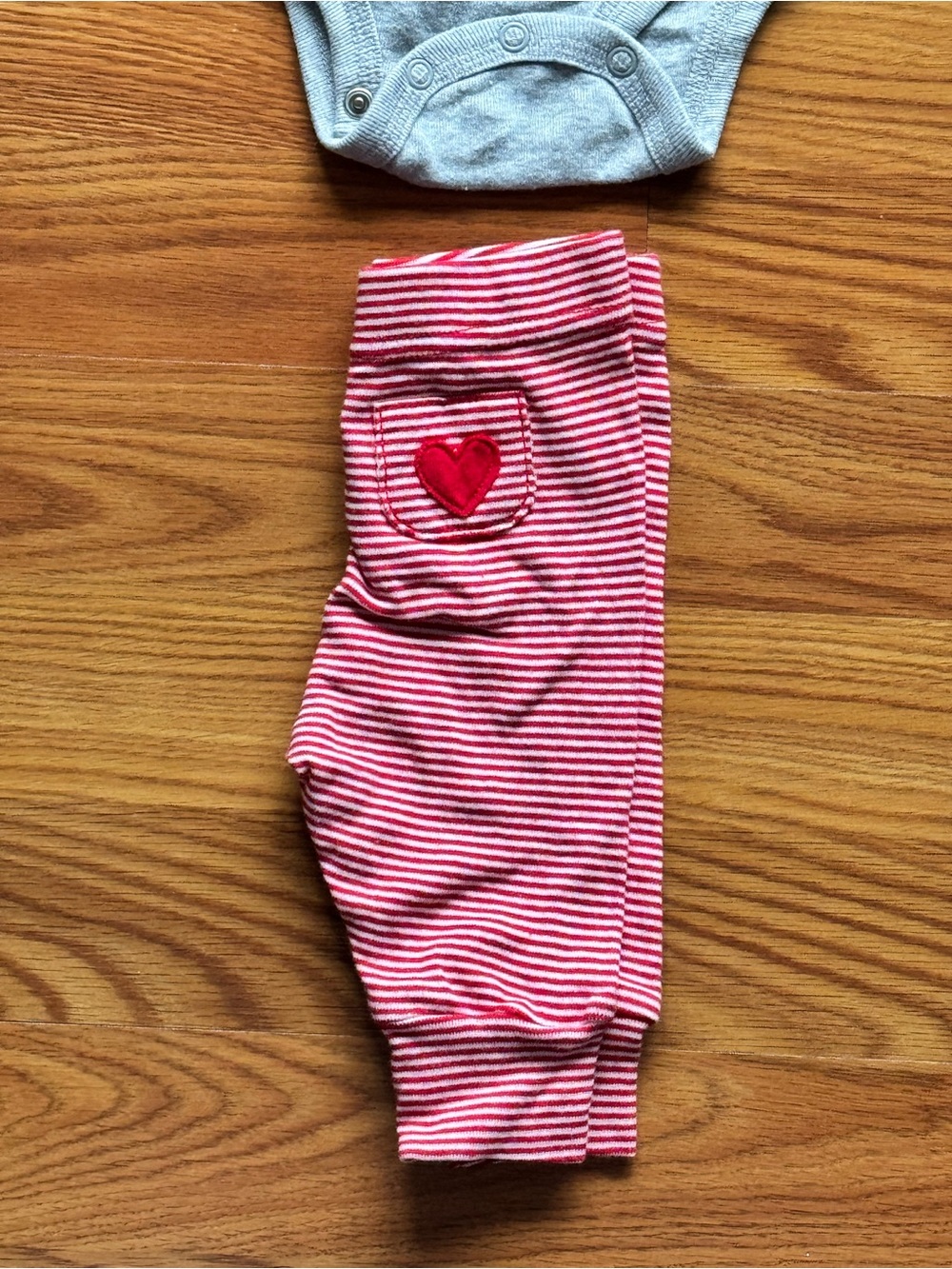 Carter's Gray Long-Sleeve Heart Bodysuit & Pink Striped Pants Set - Picture 3 of 3